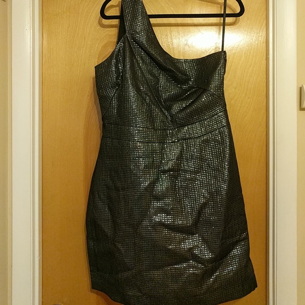One shoulder black cocktail dress